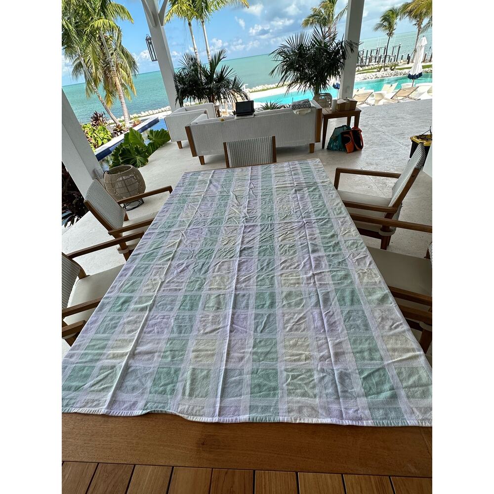 Tablecloth Pastel Small Squares Plaid 74" x 54" One spot